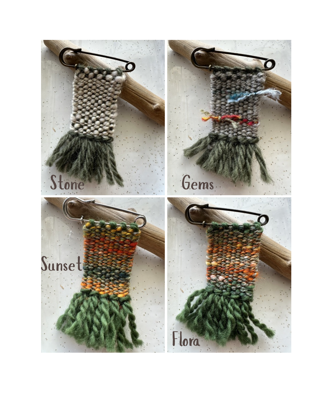 Handwoven Shawl Pins or Brooches