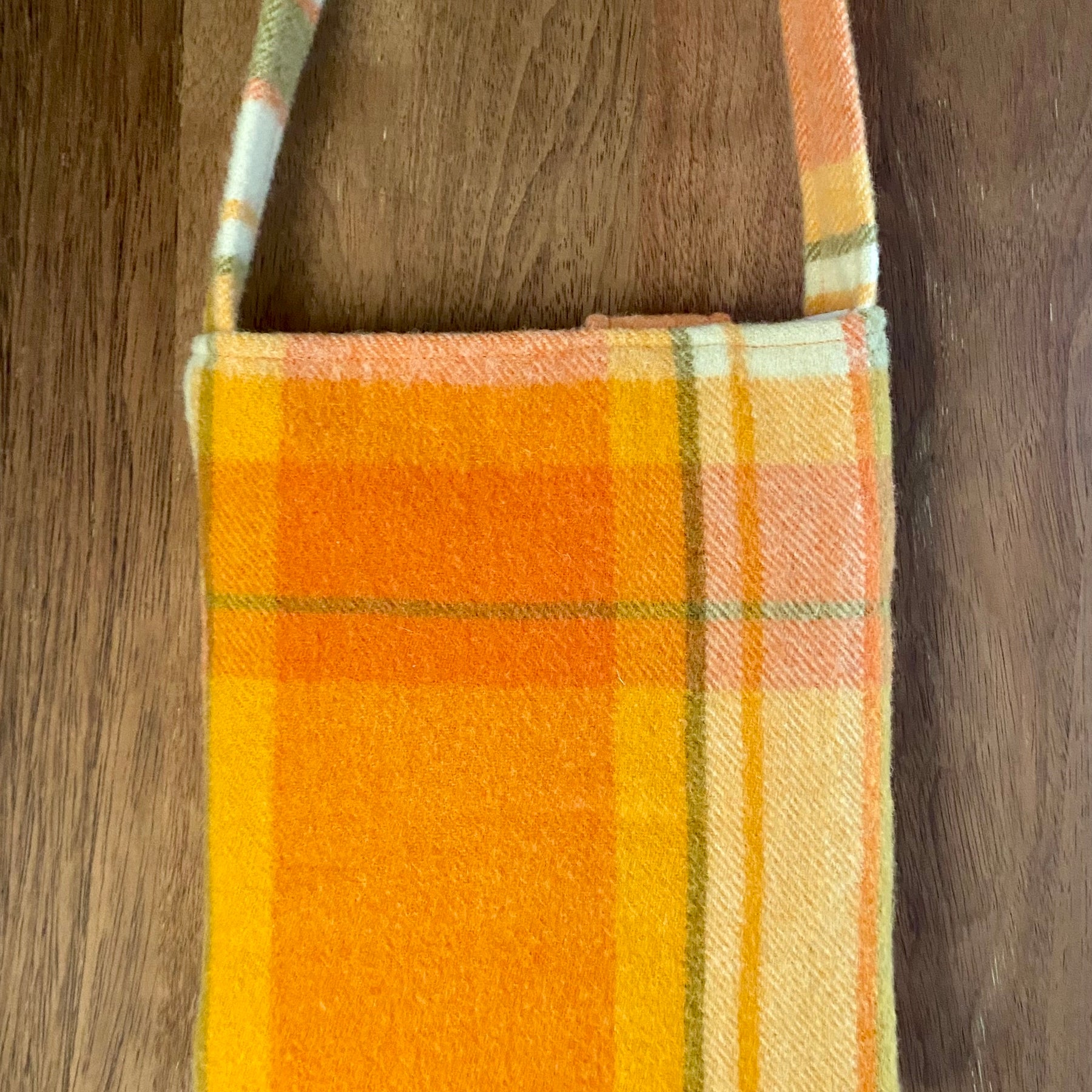 Upcycled Woollen Blanket - Cross Body Bag - Orange