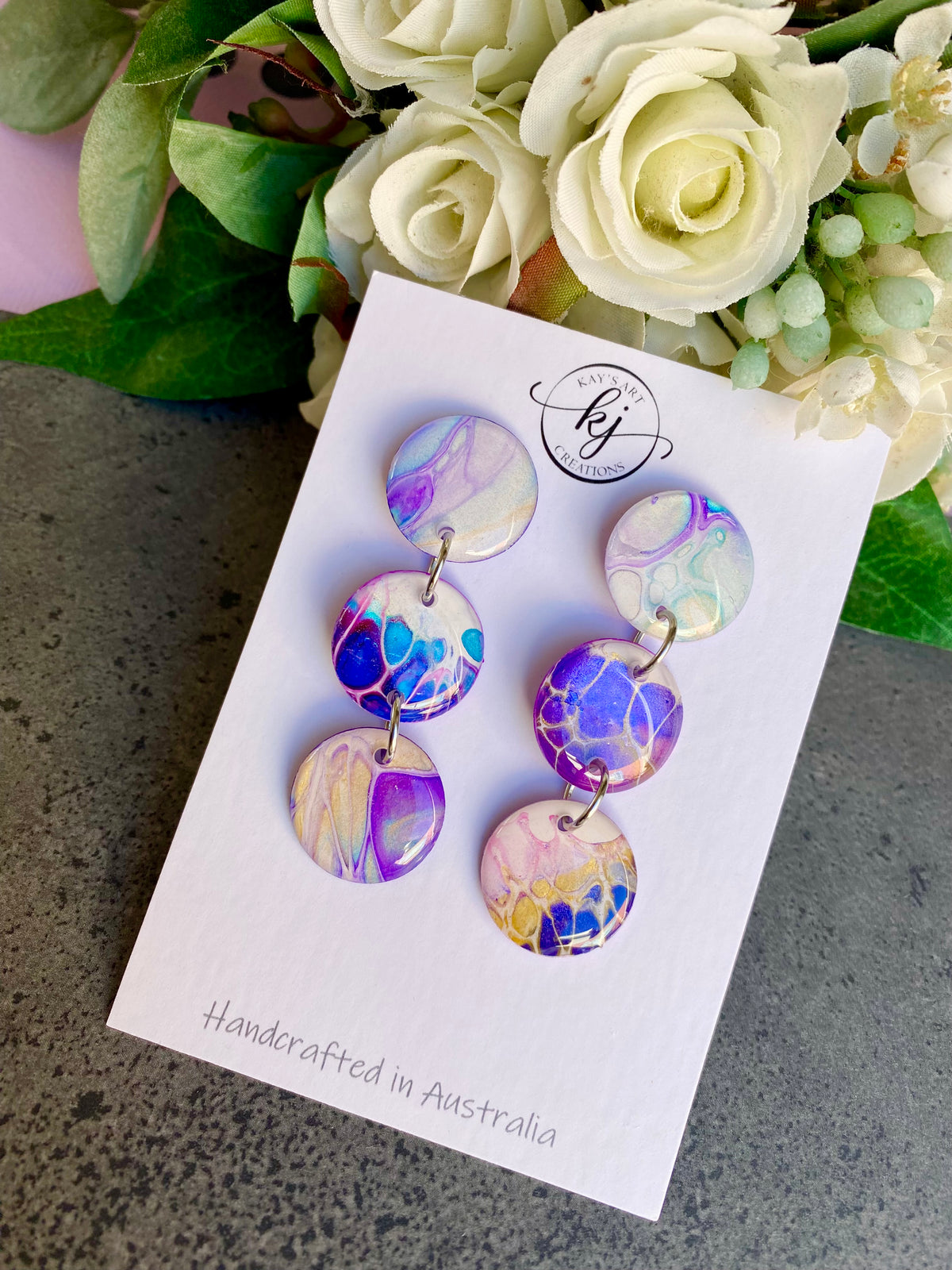 Artisan Hand Painted Stud Dangle Earrings