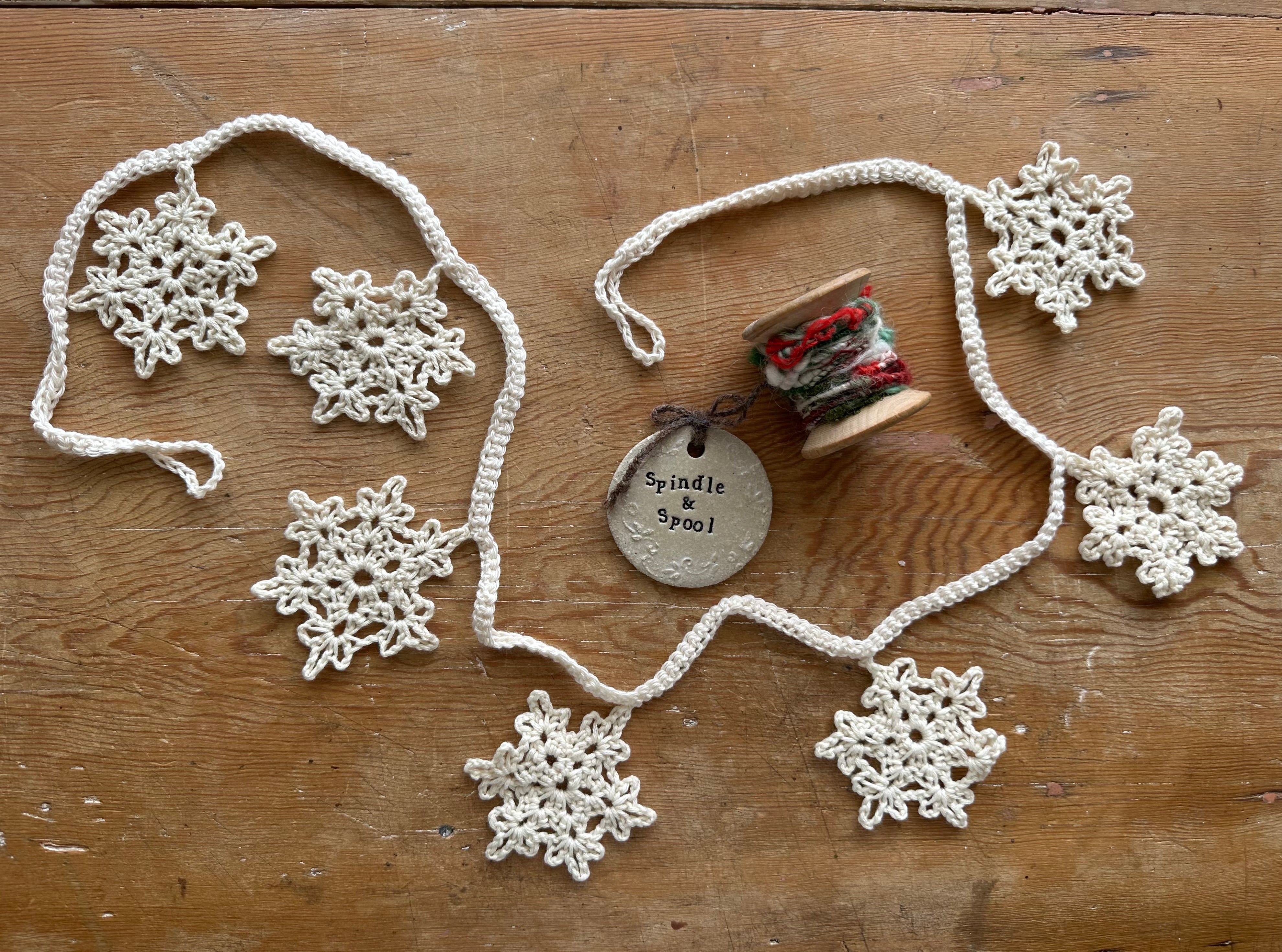 Cotton Crocheted Snowflake Garlands