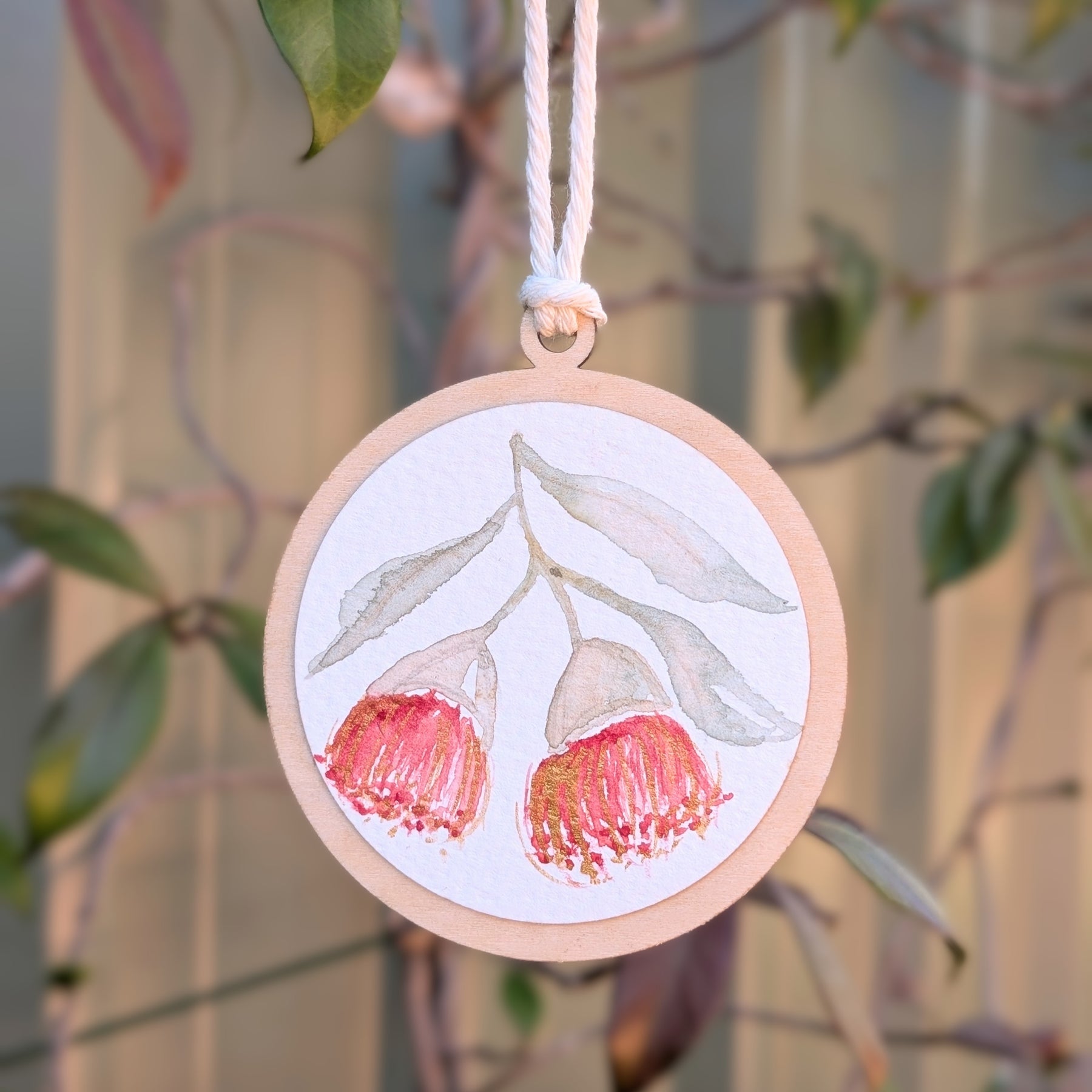 Australian Wildflower Christmas Baubles – Set of 3 | Original Watercolour on Reclaimed Timber