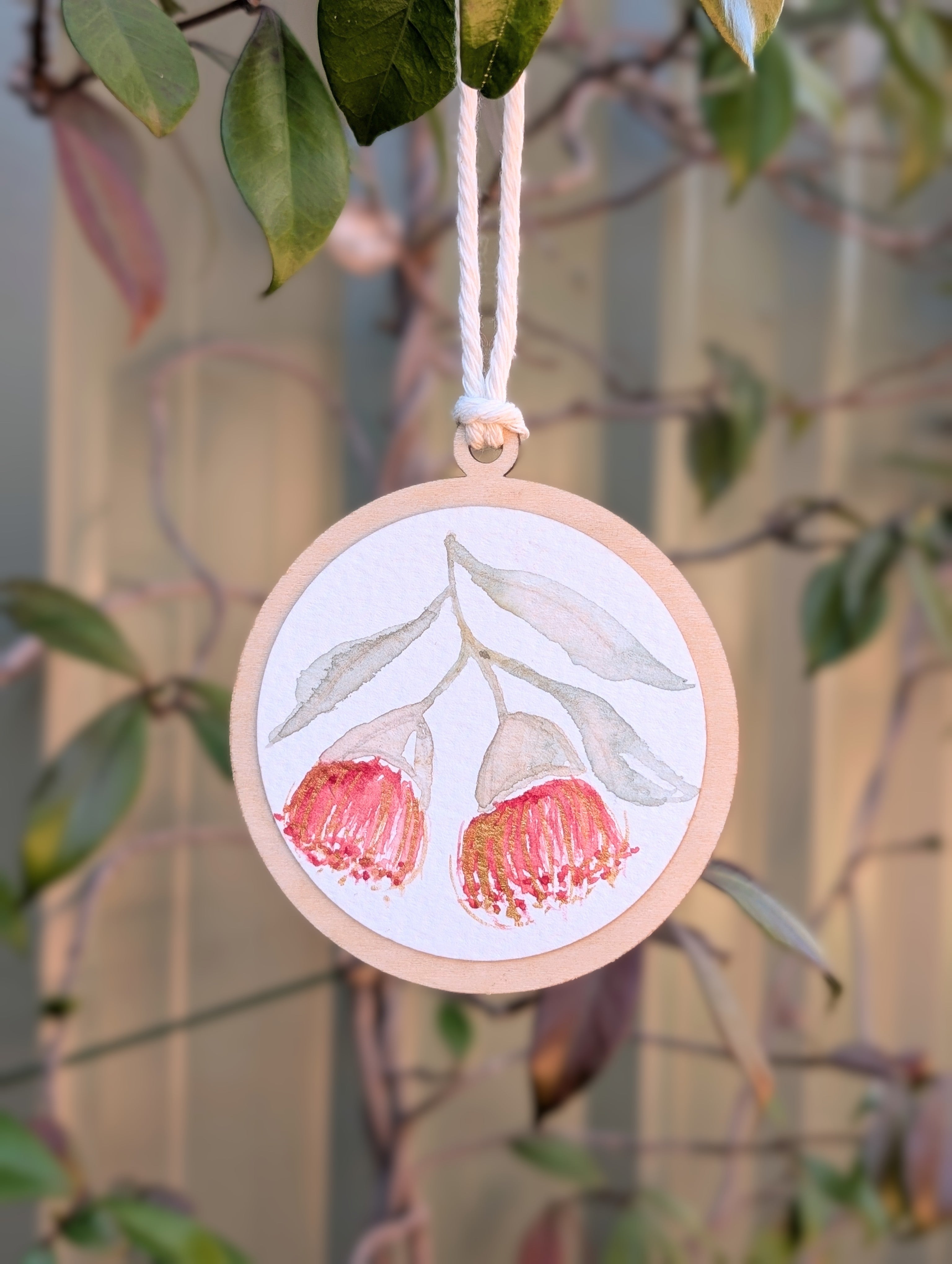 Australian Wildflower Christmas Baubles – Set of 3 | Original Watercolour on Reclaimed Timber