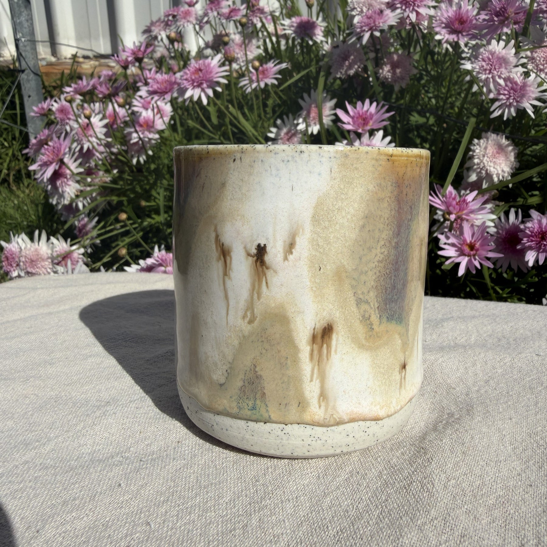 One-of-a-Kind Wheel Thrown Ceramic Cup – Organic Drip Glaze