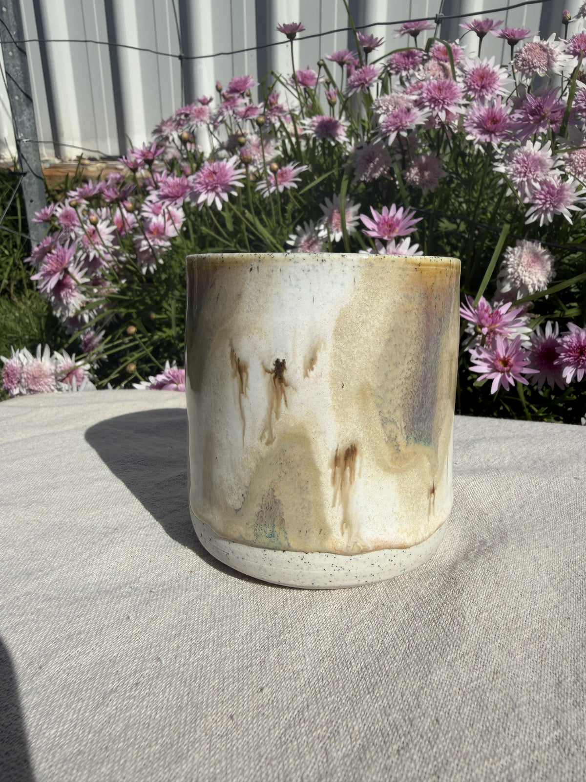 One-of-a-Kind Wheel Thrown Ceramic Cup – Organic Drip Glaze