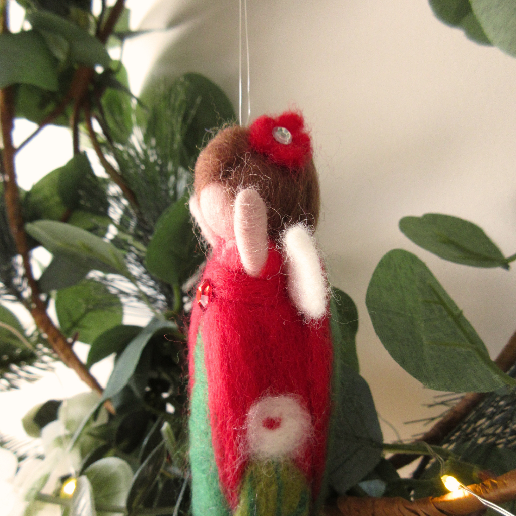 Holly Guardian of Christmas Joy | Handcrafted Needle Felted Wool Christmas Fairy Ornament | Flower Guardian Collection