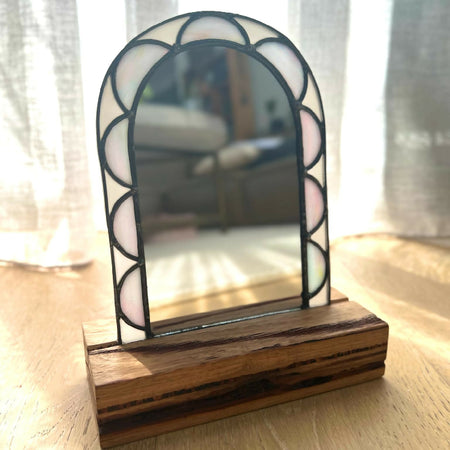 Handmade Art Deco Rainbow & White Mirror