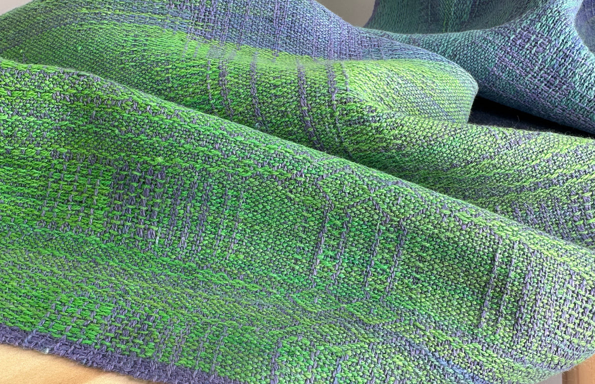 Hand-Dyed and Handwoven Linen/Cotton Tea Towels (Lilac weft)