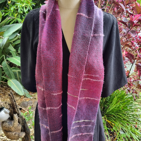 handwoven 100% wool pink, purple scarf