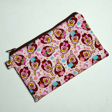 Medium Pouch in Light Pink Bubble O Bill Fabric
