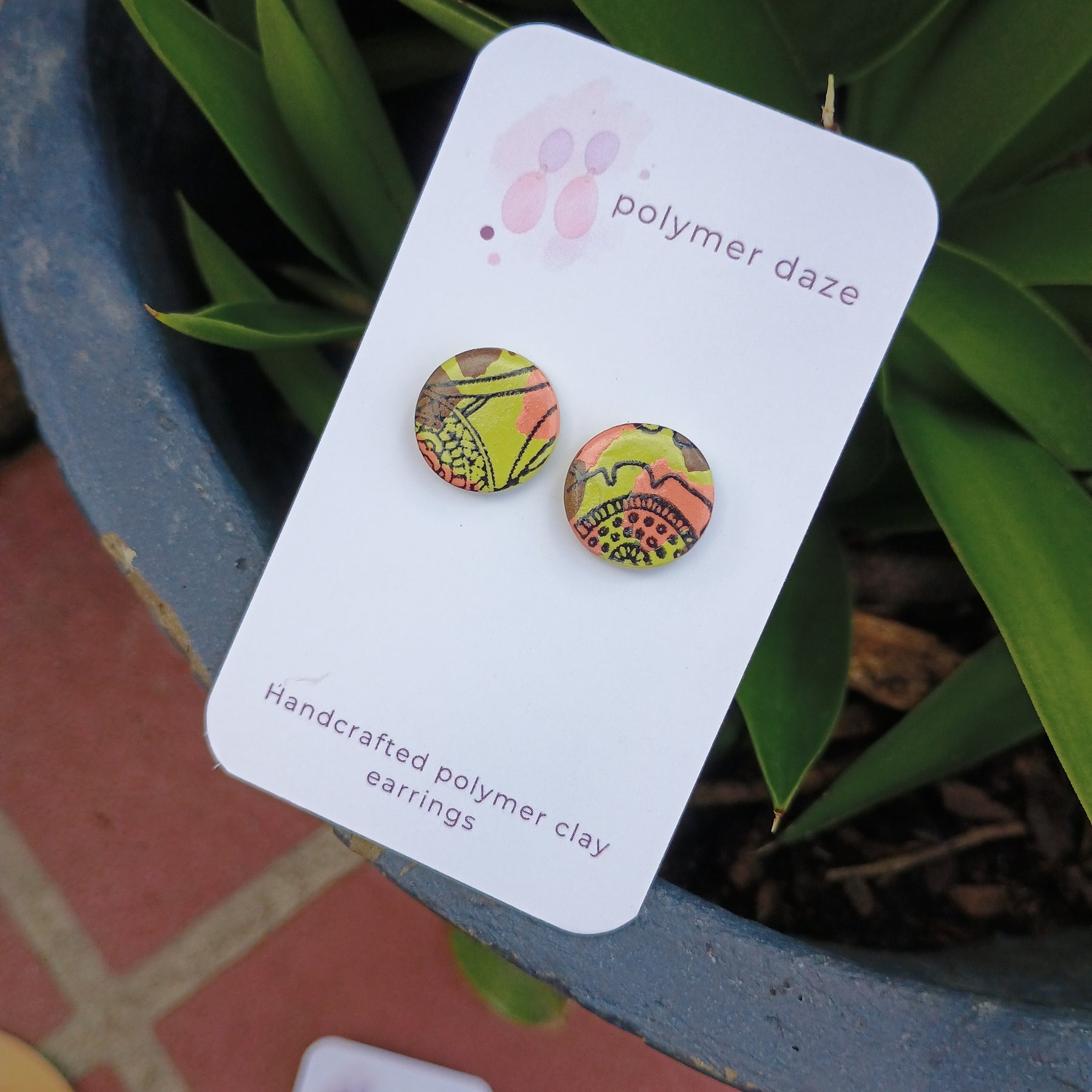 Painted floral studs