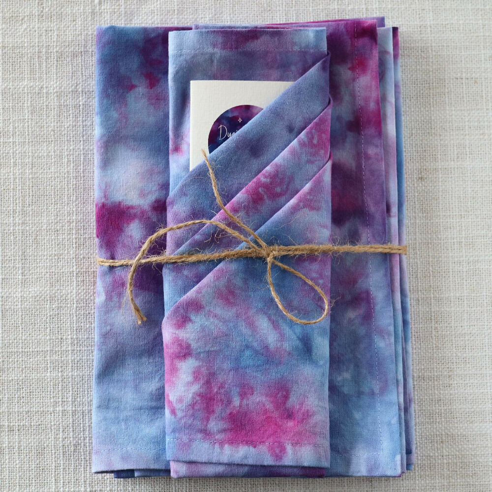 Ice Dyed Cotton Table Napkins. Set of 4