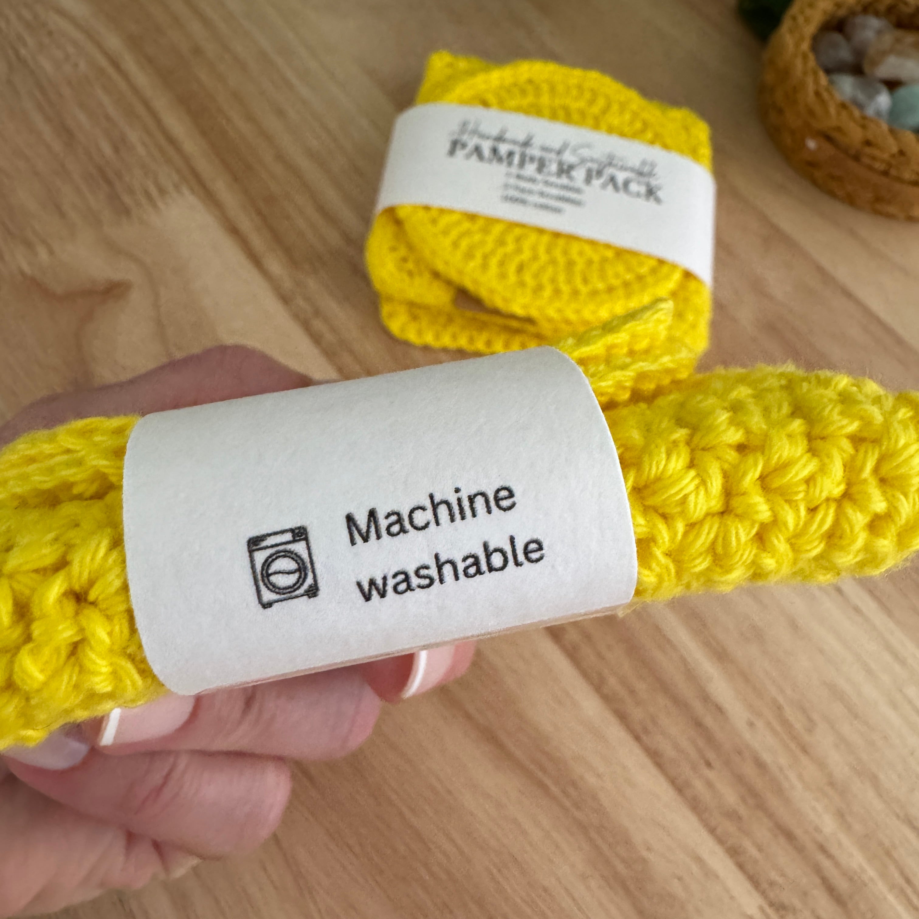 Sunshine Yellow Handmade Pamper Pack | Crochet Body & Face Scrubbie set