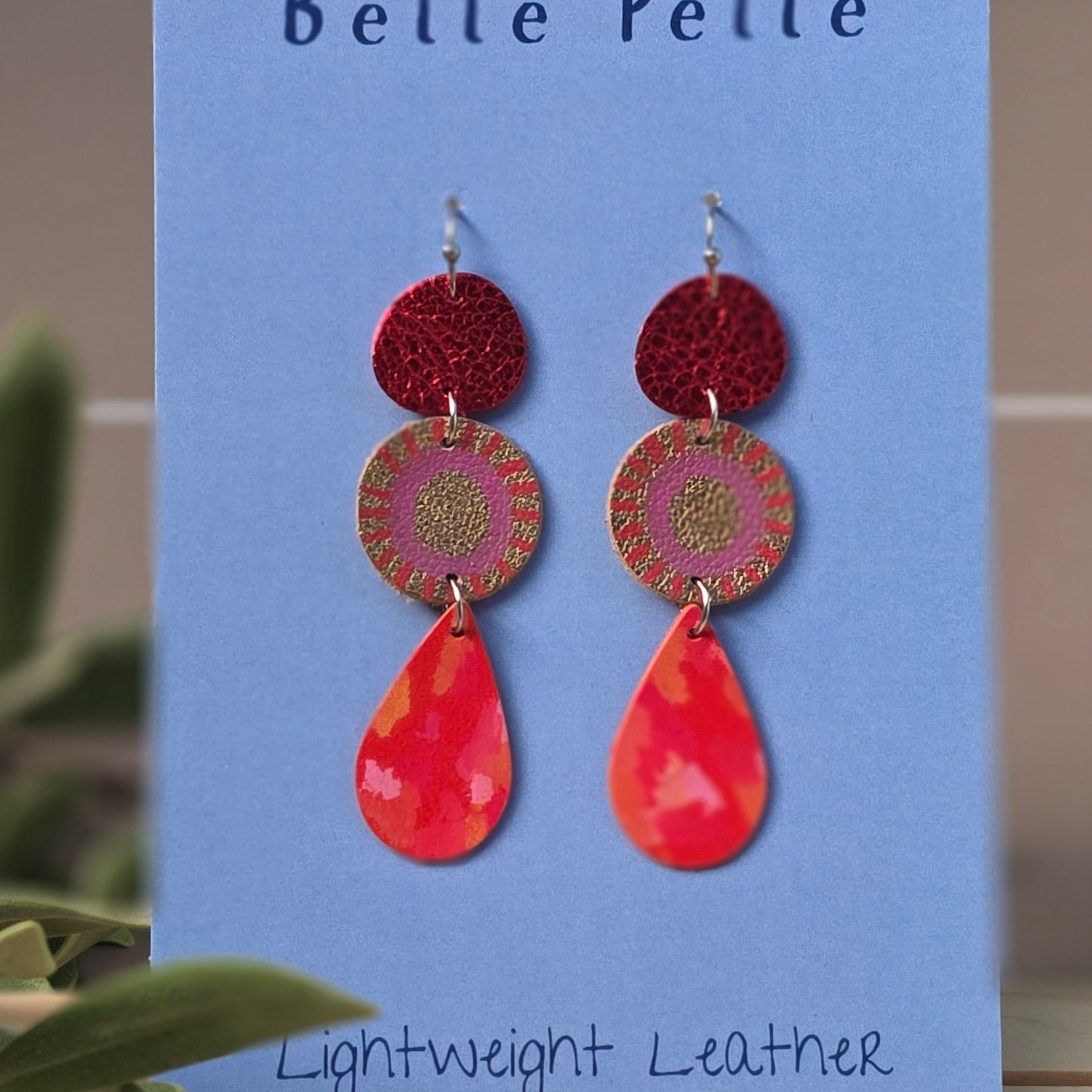 Dolce Musa Leather Earrings (pendant edition) – Fiery Haze