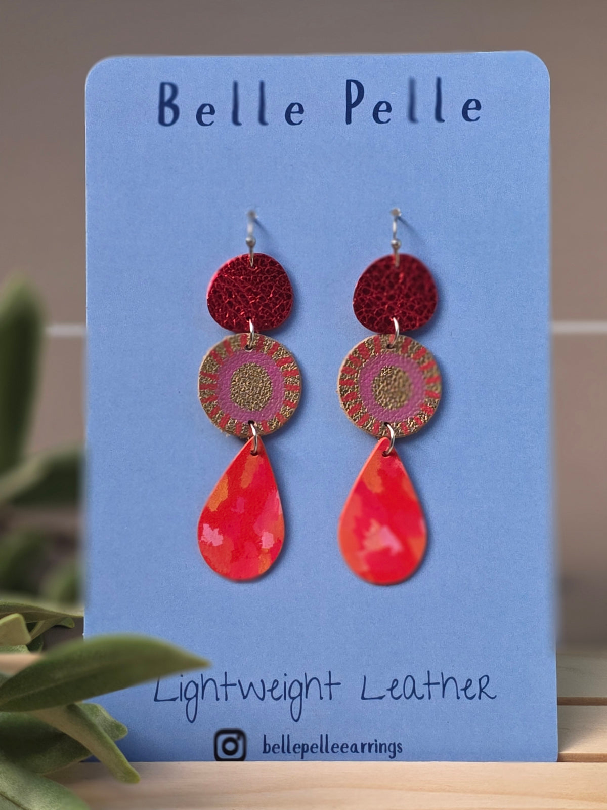 Dolce Musa Leather Earrings (pendant edition) – Fiery Haze