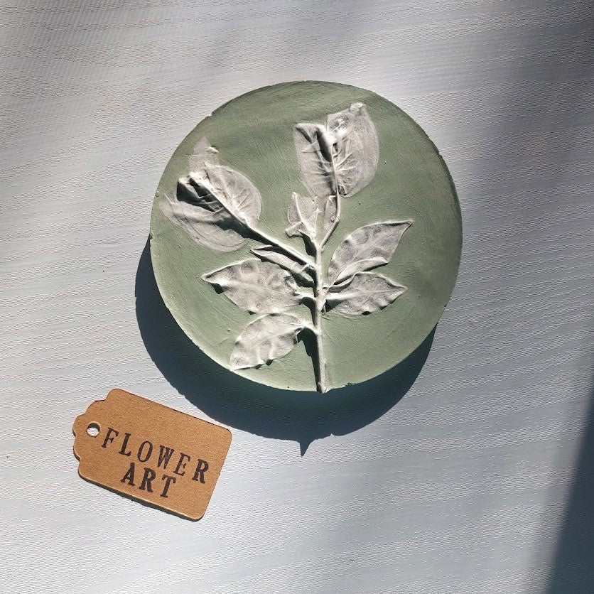 Hand-pressed bougainvillea Wall Art | Floral Bas-Relief Plaster Plaque