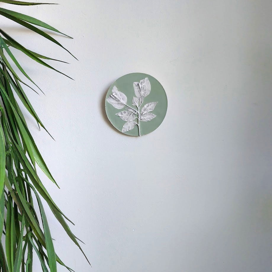 Hand-pressed bougainvillea Wall Art | Floral Bas-Relief Plaster Plaque