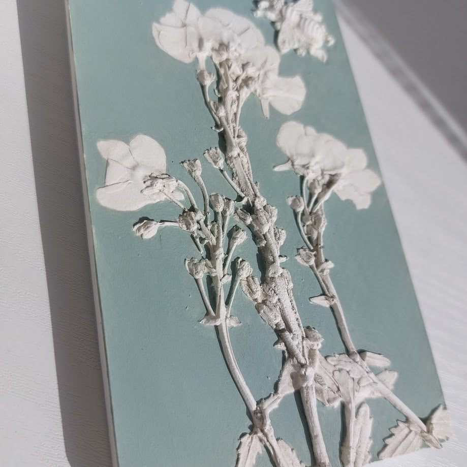 Plaster Plaque Of Nemesia Flowers With A Bee