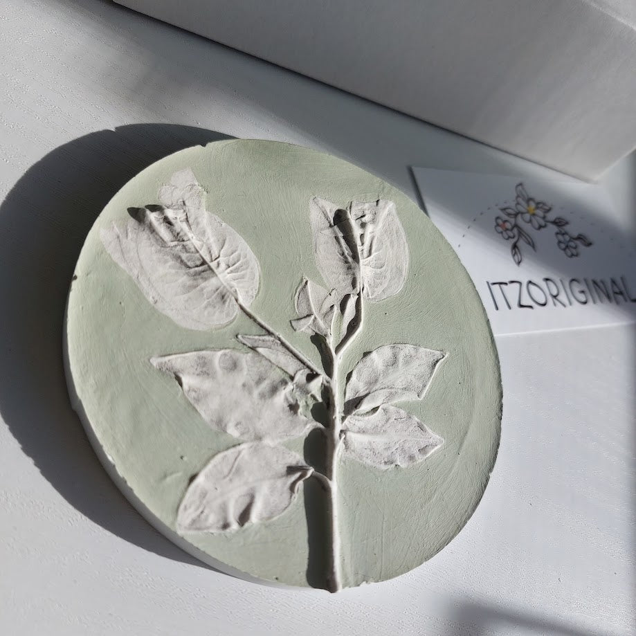Hand-pressed bougainvillea Wall Art | Floral Bas-Relief Plaster Plaque