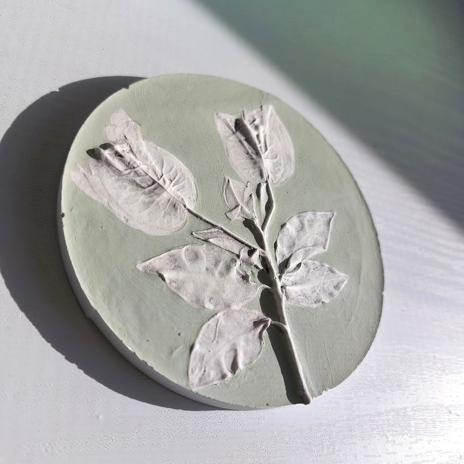 Hand-pressed bougainvillea Wall Art | Floral Bas-Relief Plaster Plaque