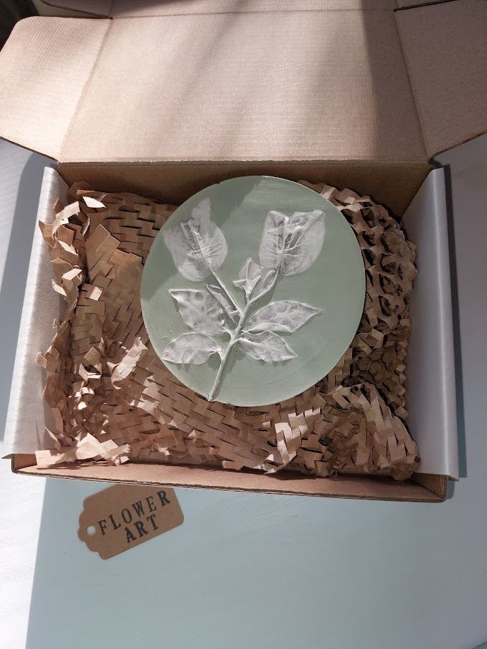 Hand-pressed bougainvillea Wall Art | Floral Bas-Relief Plaster Plaque