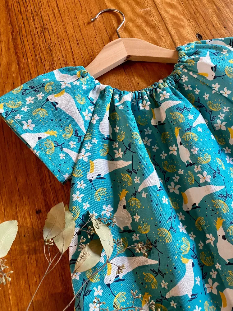 turquoise cockatoos dress 6