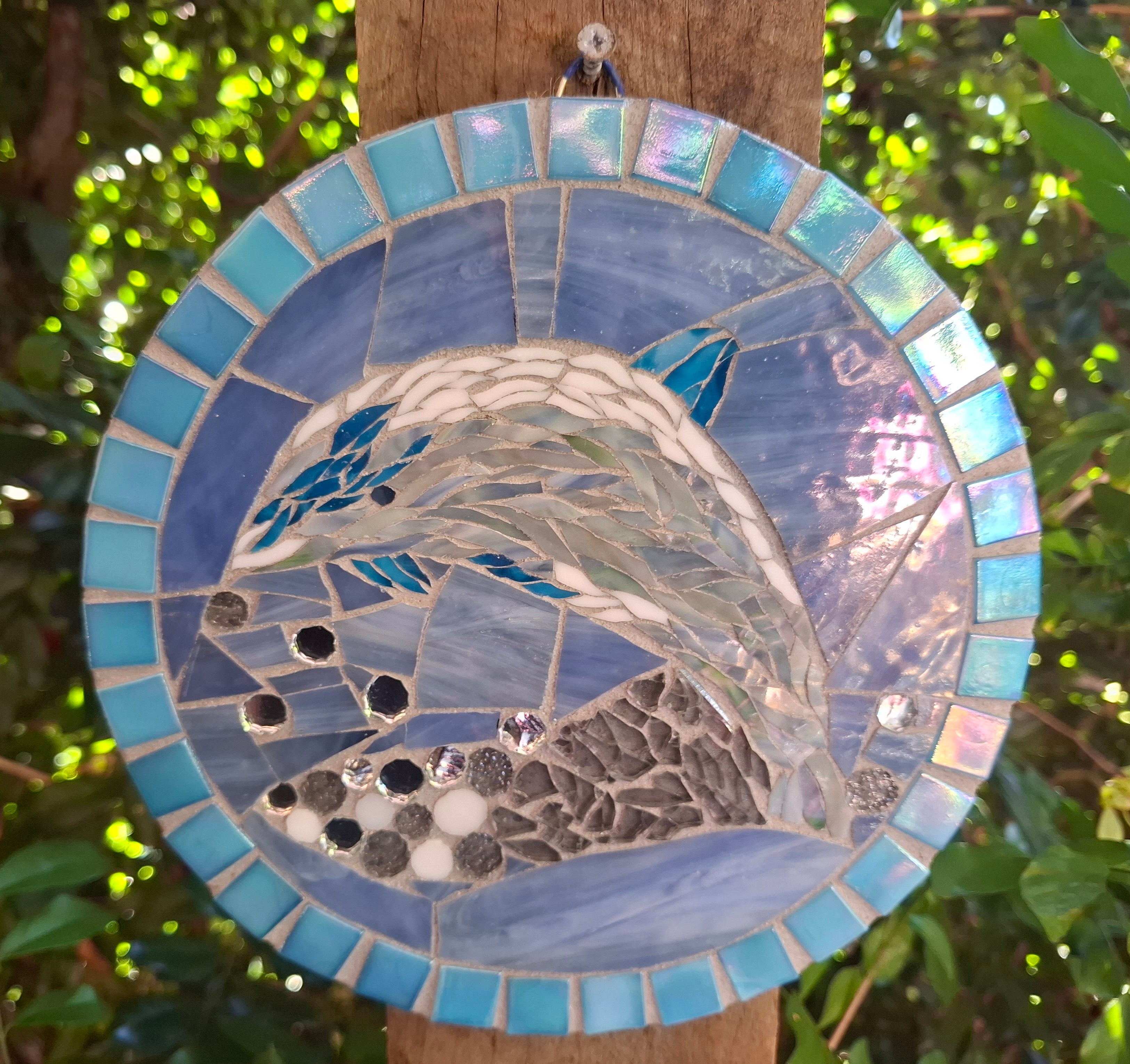 Gorgeous Stained Glass Mosaic Dolphin