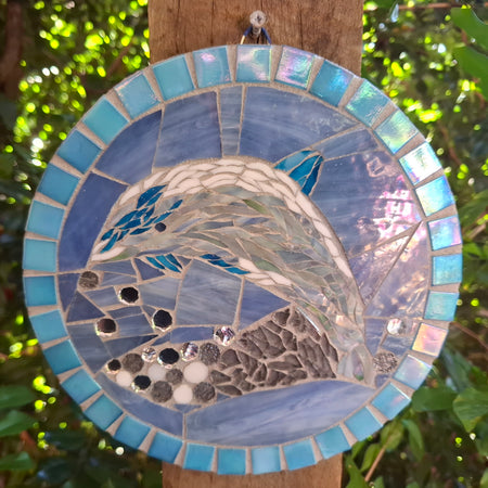 Gorgeous Stained Glass Mosaic Dolphin