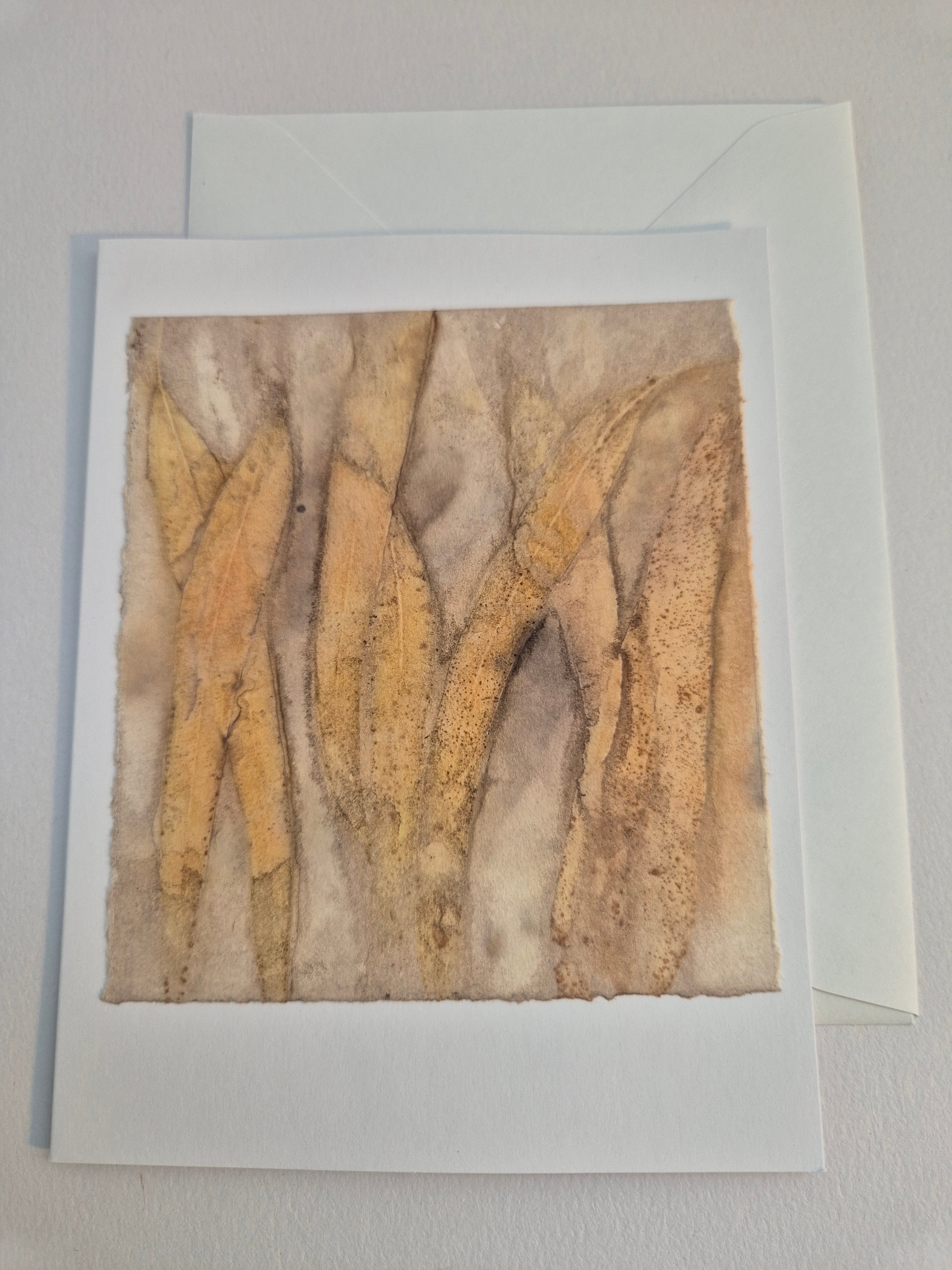 Card original ecoprinted eucalyptus leaves
