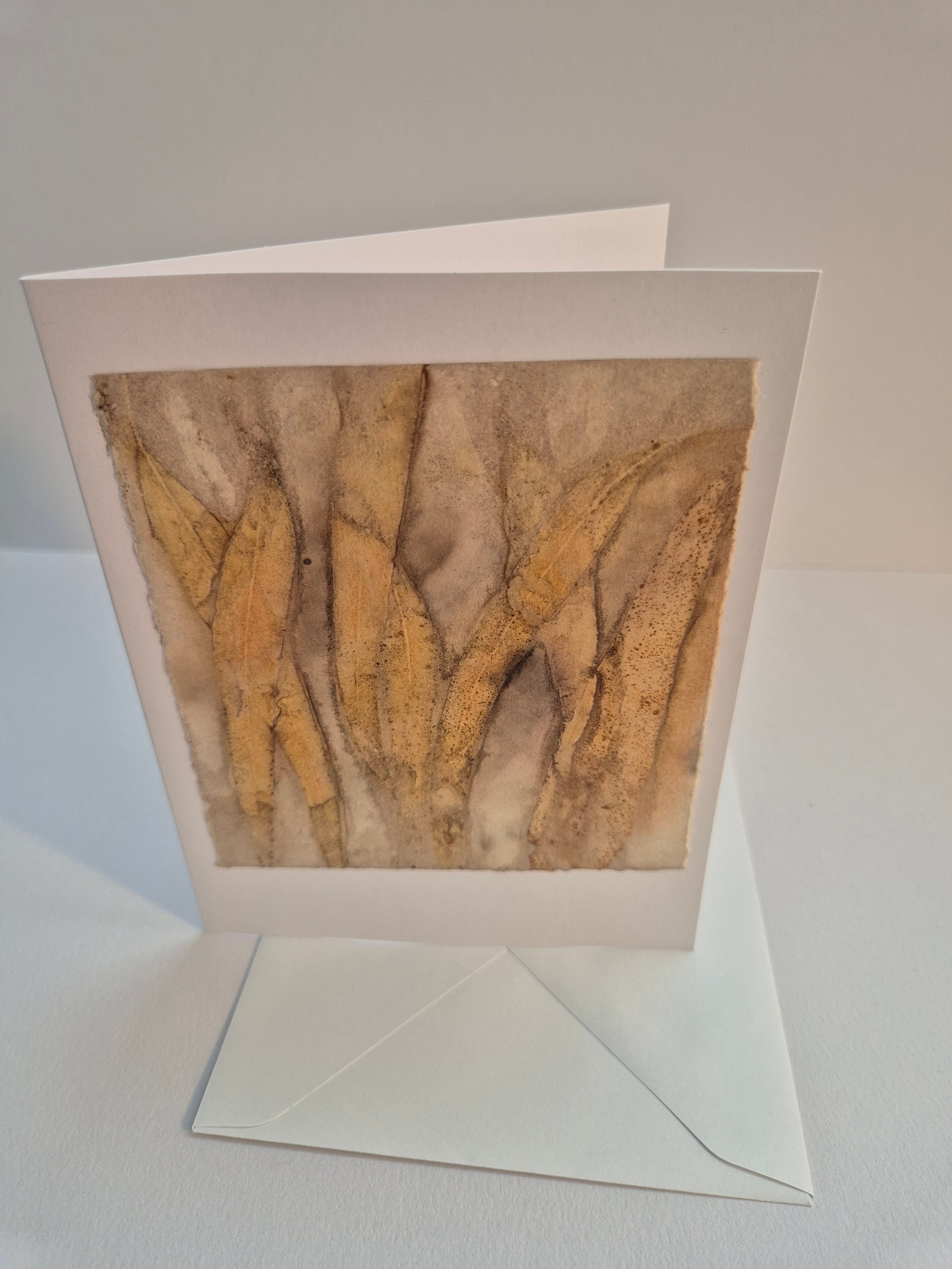 Card original ecoprinted eucalyptus leaves