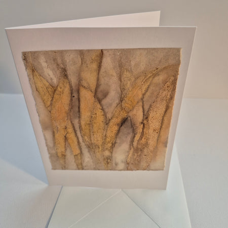 Card original ecoprinted eucalyptus leaves
