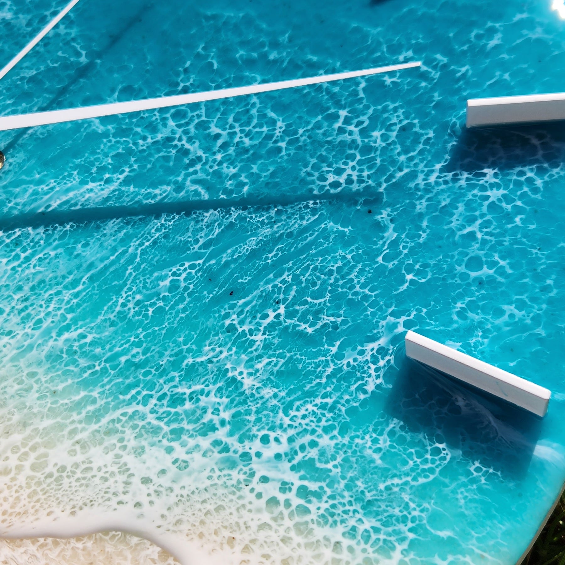 40 cm Dark Turquoise Beach Resin Art Wall Clock