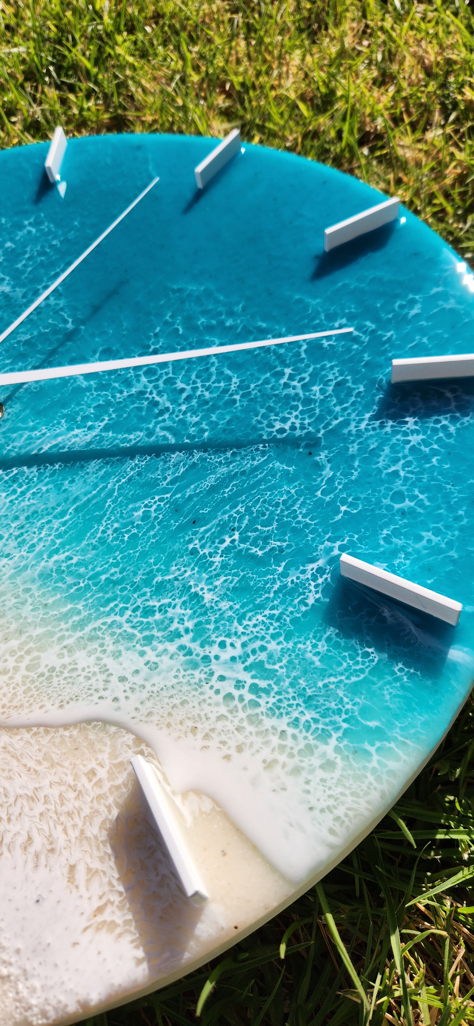 40 cm Dark Turquoise Beach Resin Art Wall Clock