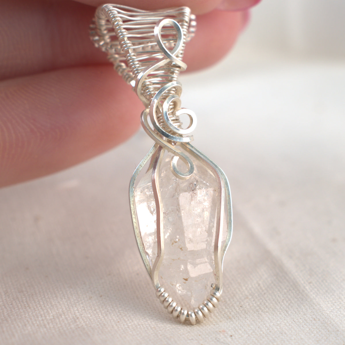 Lucent – Natural Herkimer Diamond Wire Wrapped Pendant