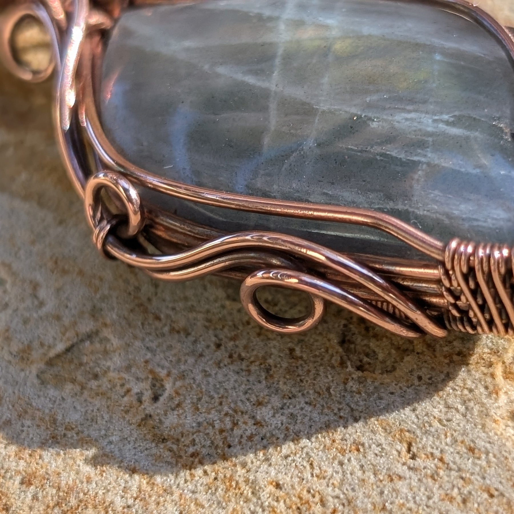 Sparx - Labradorite & Carnelian in Copper Pendant