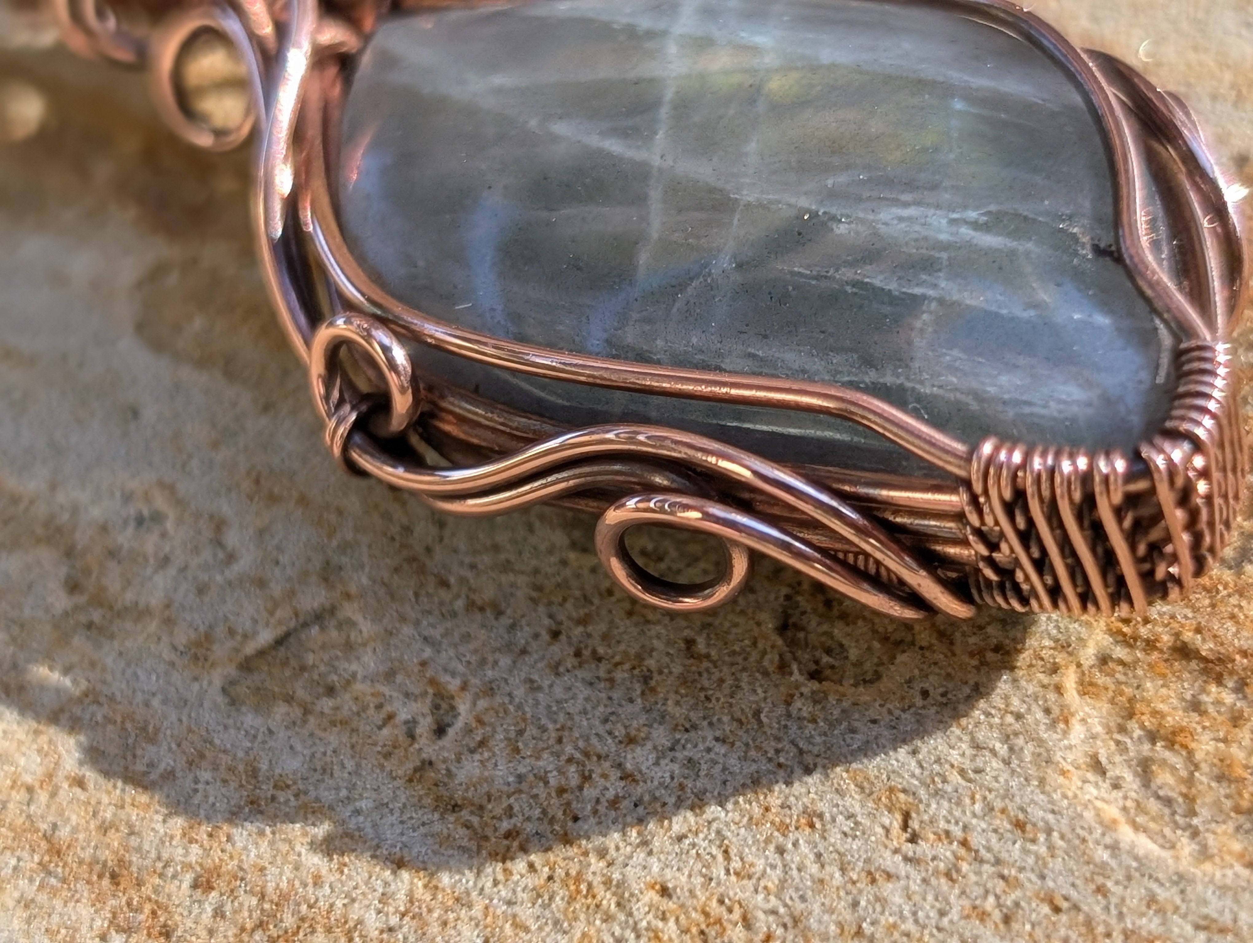 Sparx - Labradorite & Carnelian in Copper Pendant