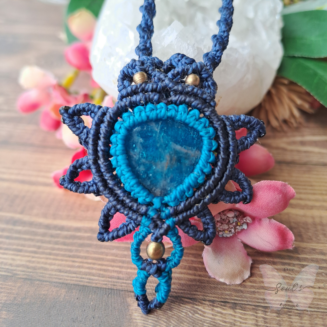 Blue Apatite Micro Macramé Necklace