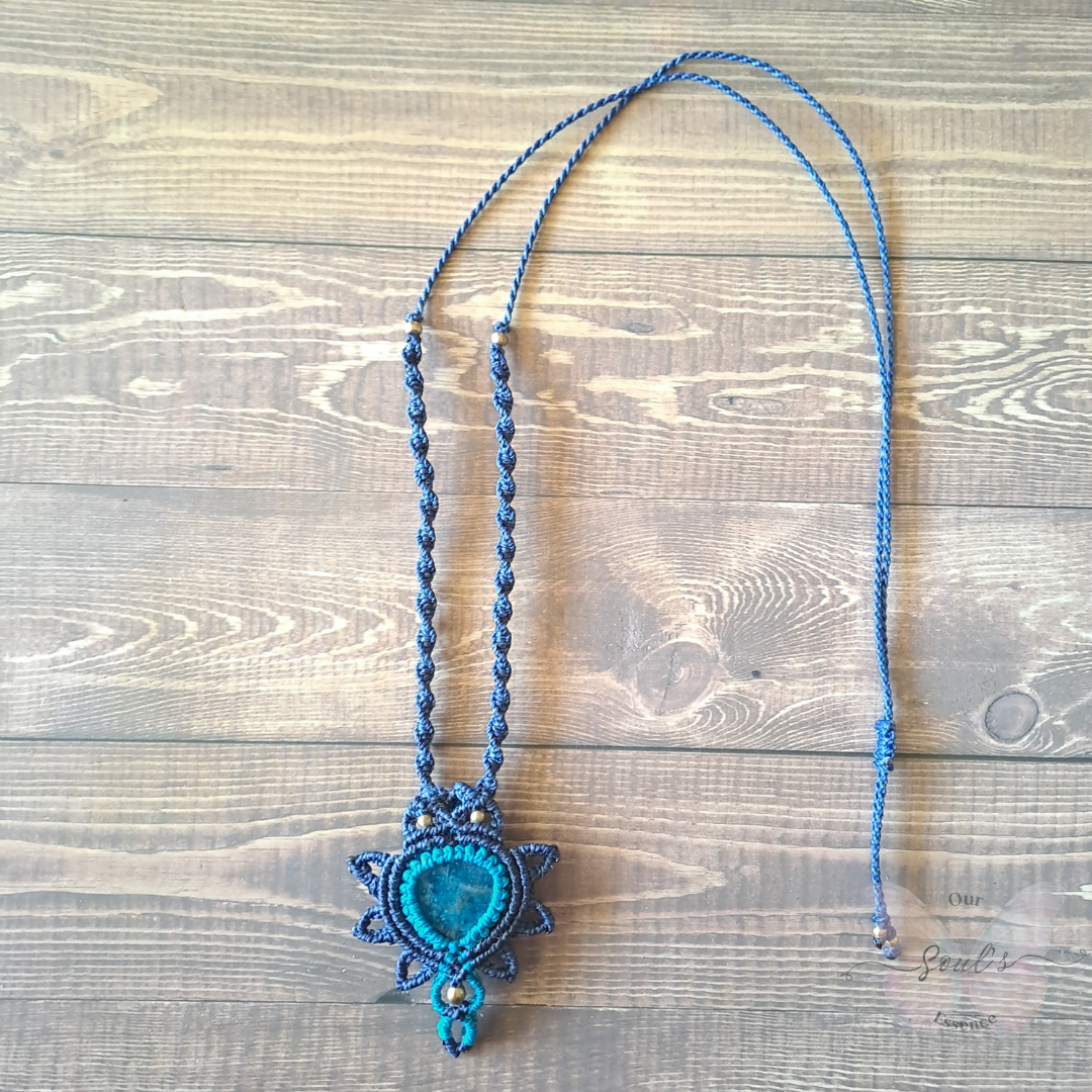 Blue Apatite Micro Macramé Necklace