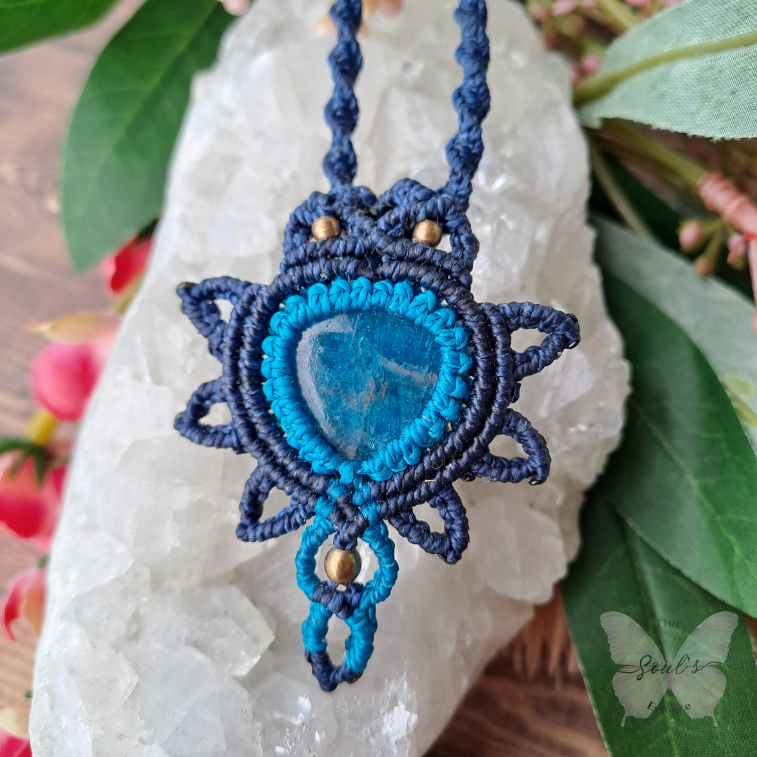 Blue Apatite Micro Macramé Necklace