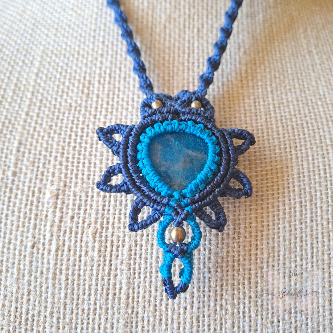 Blue Apatite Micro Macramé Necklace