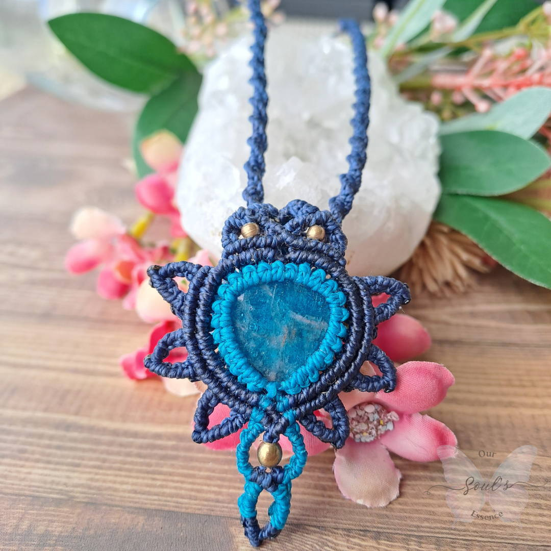 Blue Apatite Micro Macramé Necklace