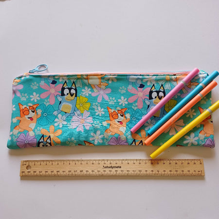 Bluey Long Pencil Case - Water Resistant Lining