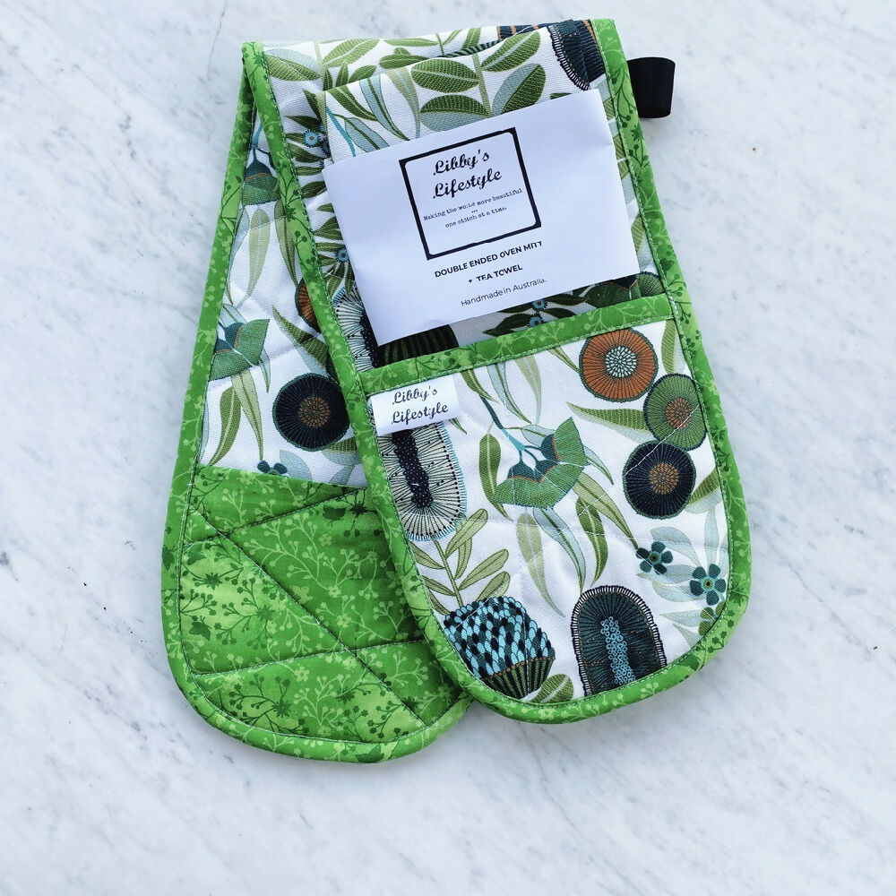 3Banksias Oven mitt + tea towel gift set