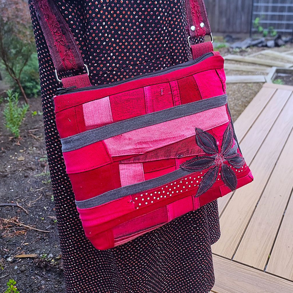 Upcycled Patched Red & Pink Crossbody