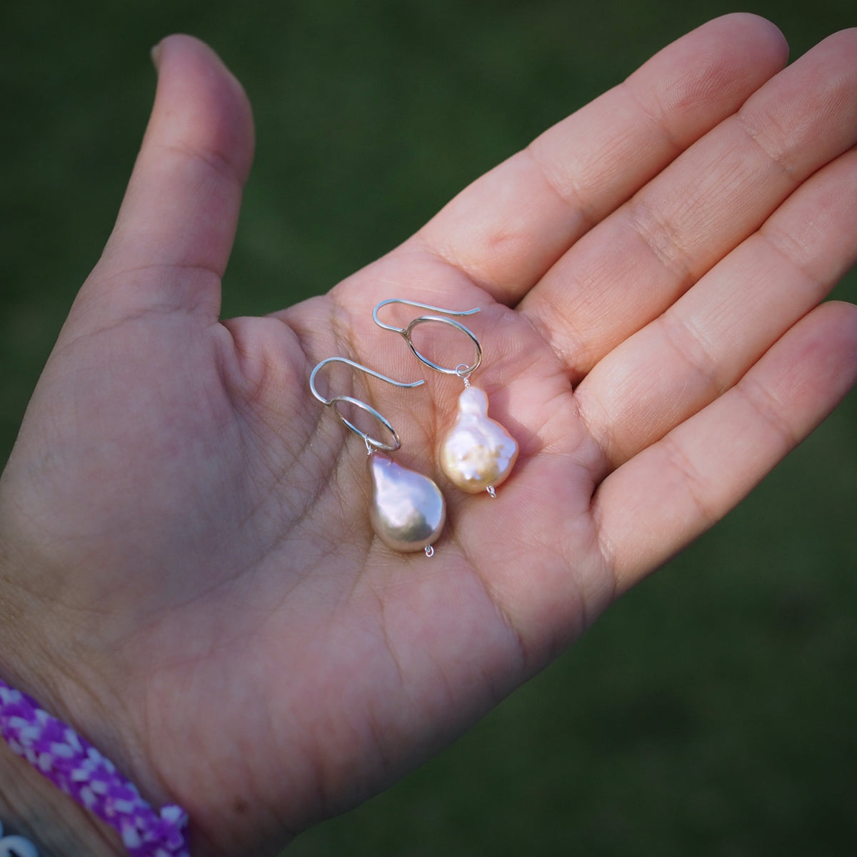 Circle + Tear Drop Pearl Earrings | Sterling Silver
