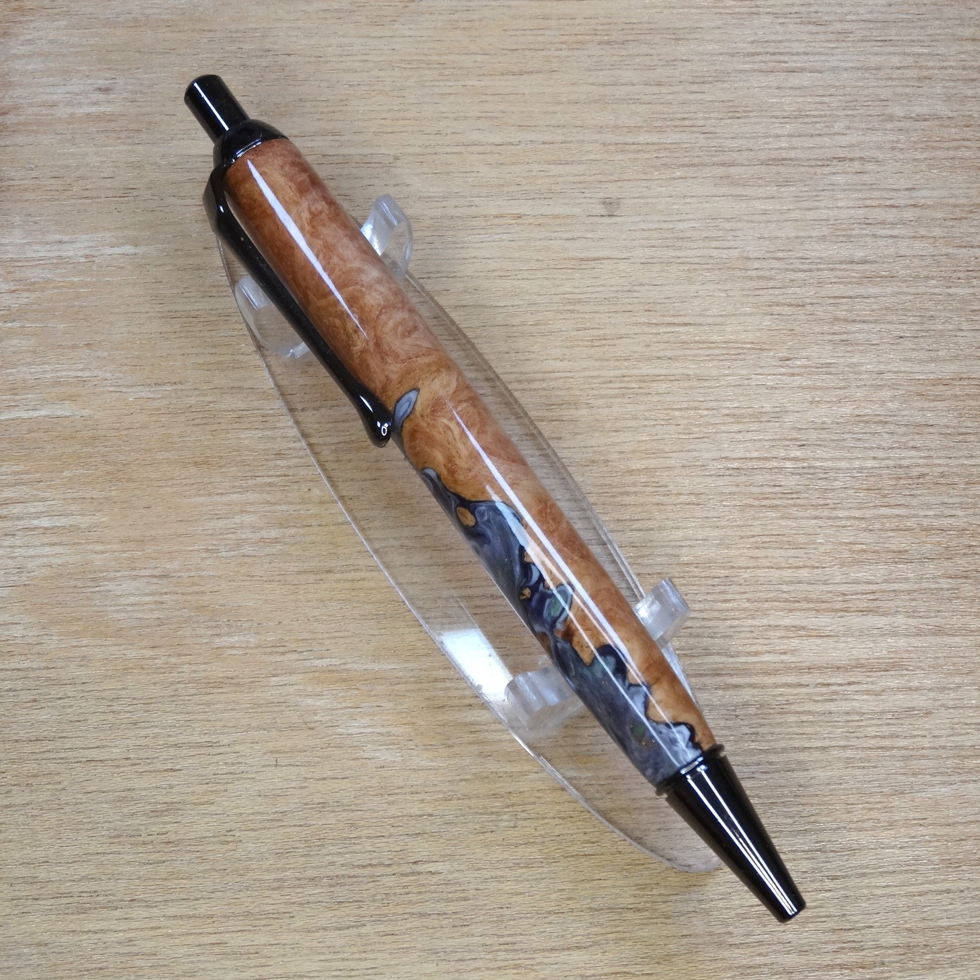 Wood-Resin Black/Grey/White Swirl Pen
