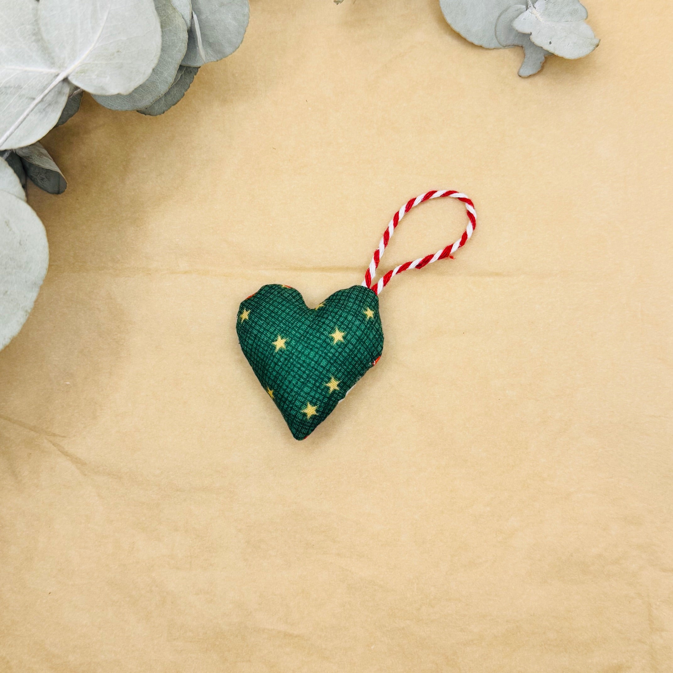 Handmade Red & Green Dove Christmas Hearts