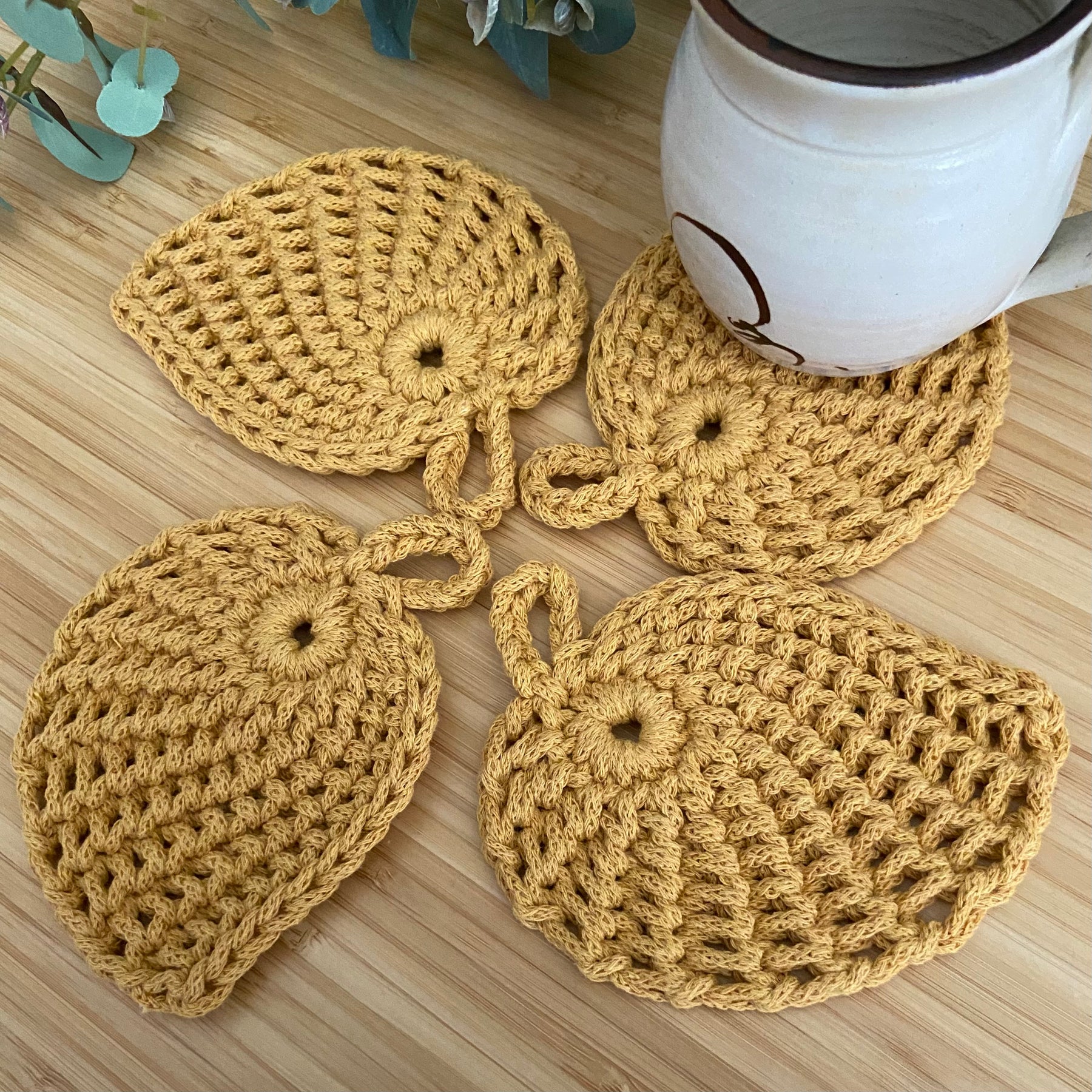 Crochet Leaf Coasters - Set of 4