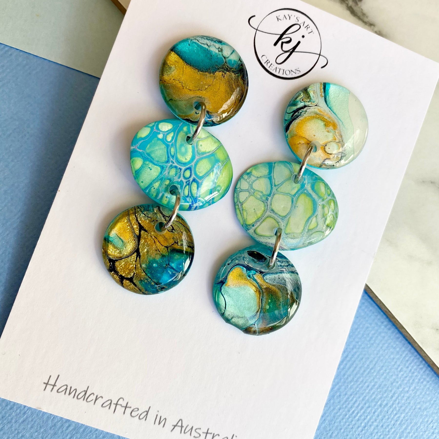 Artisan Hand Painted Stud Dangle Earrings