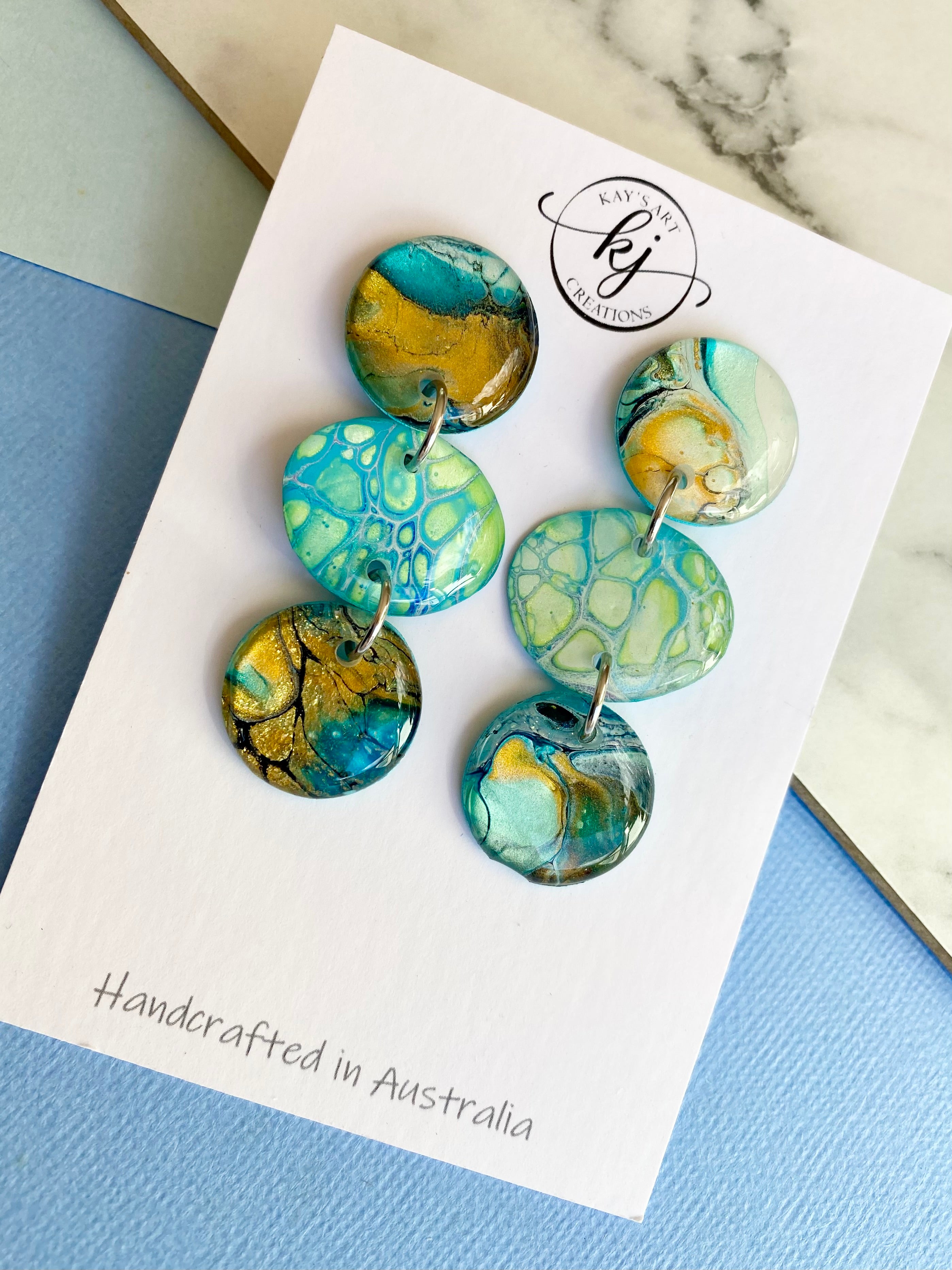 Artisan Hand Painted Stud Dangle Earrings