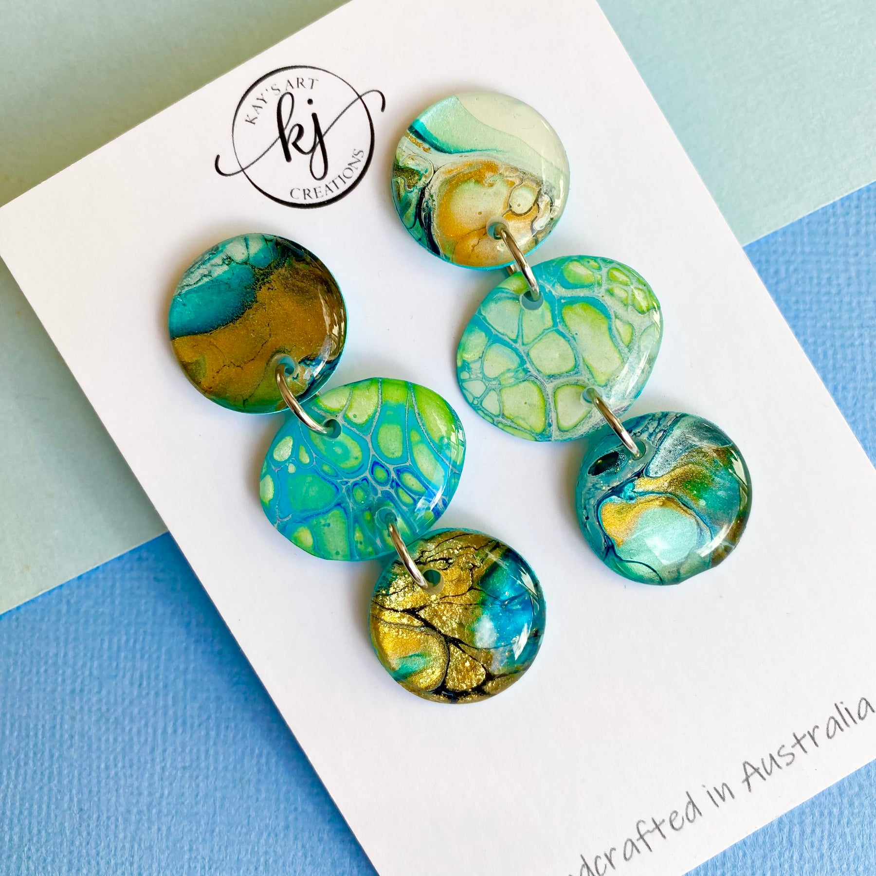 Artisan Hand Painted Stud Dangle Earrings
